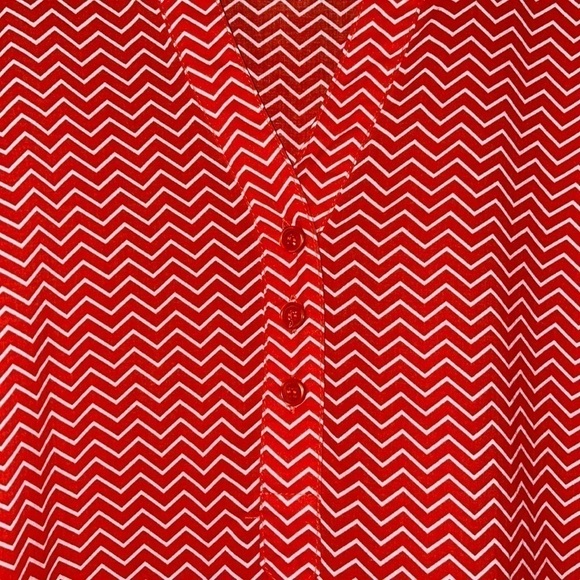 Hester & Orchard Orange & White Chevron Pop over Blouse Sz. S - Picture 3 of 14